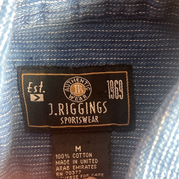 EUC J Riggings Mens Long Sleeve Button Up Blue Vintage 90s Adult Medium - Picture 3 of 8